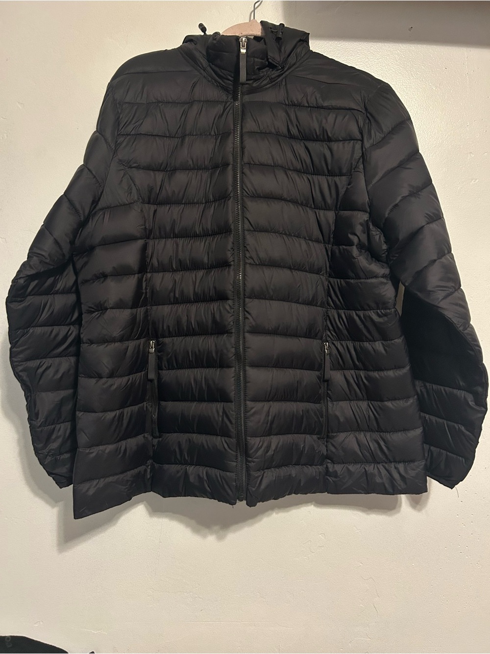 St. John's Bay Black Quilted Hooded Puffer Jacket